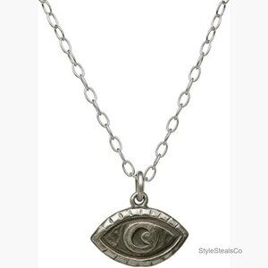 Sterling Silver Evil Eye Pendant Necklace Adjustable Chain Handmade